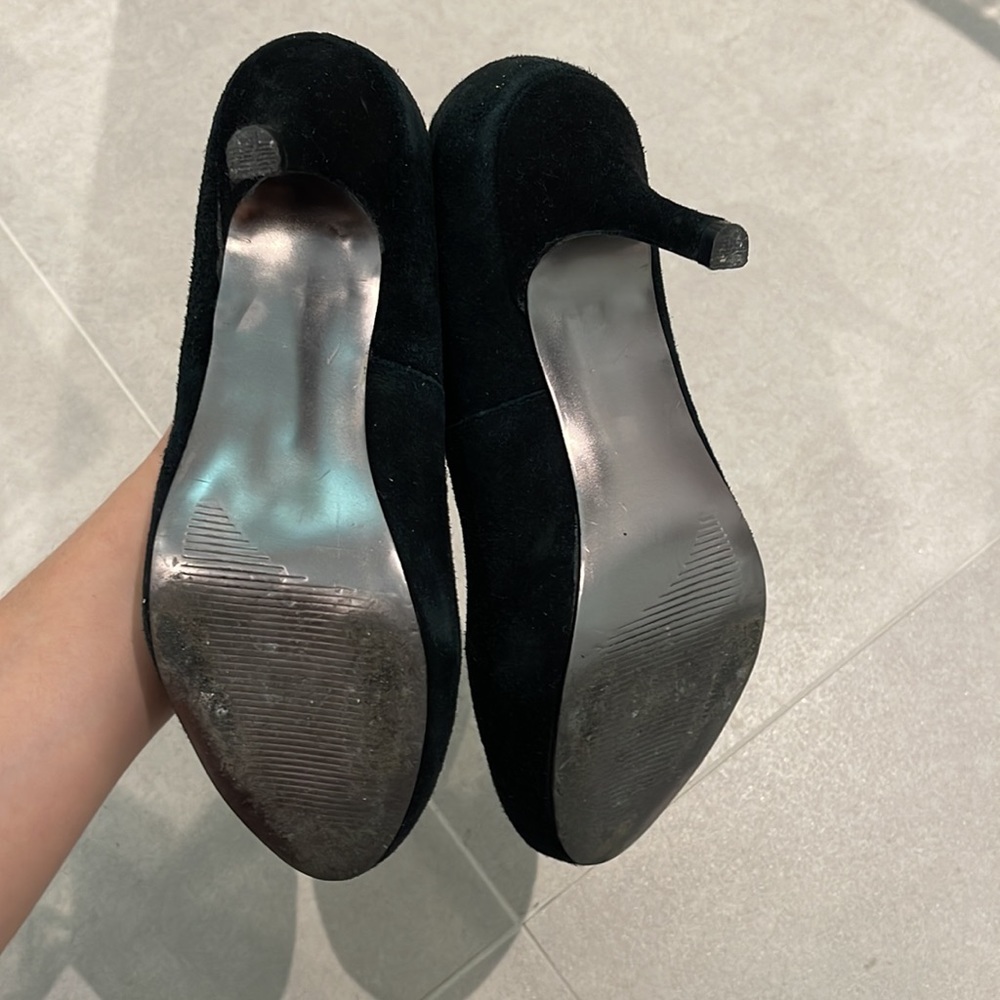 Steve Madden women size 5.5 black suede alike closed shoes kitten heel - Picture 11 of 15